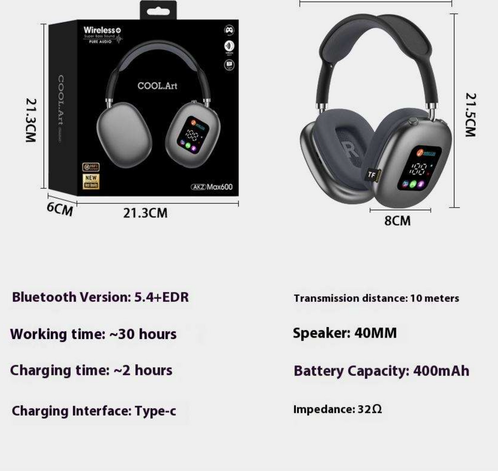 Wireless Noise-Cancelling Headphones with Display