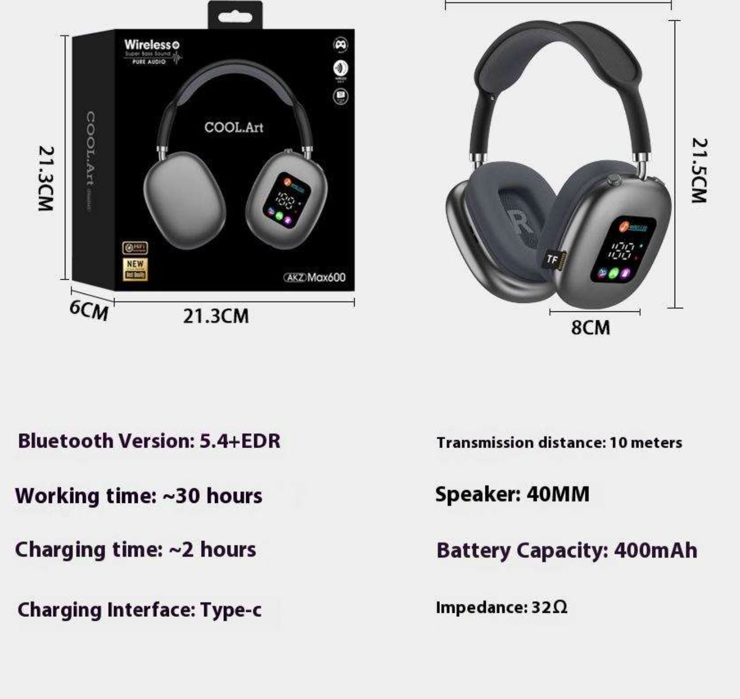 Wireless Noise-Cancelling Headphones with Display