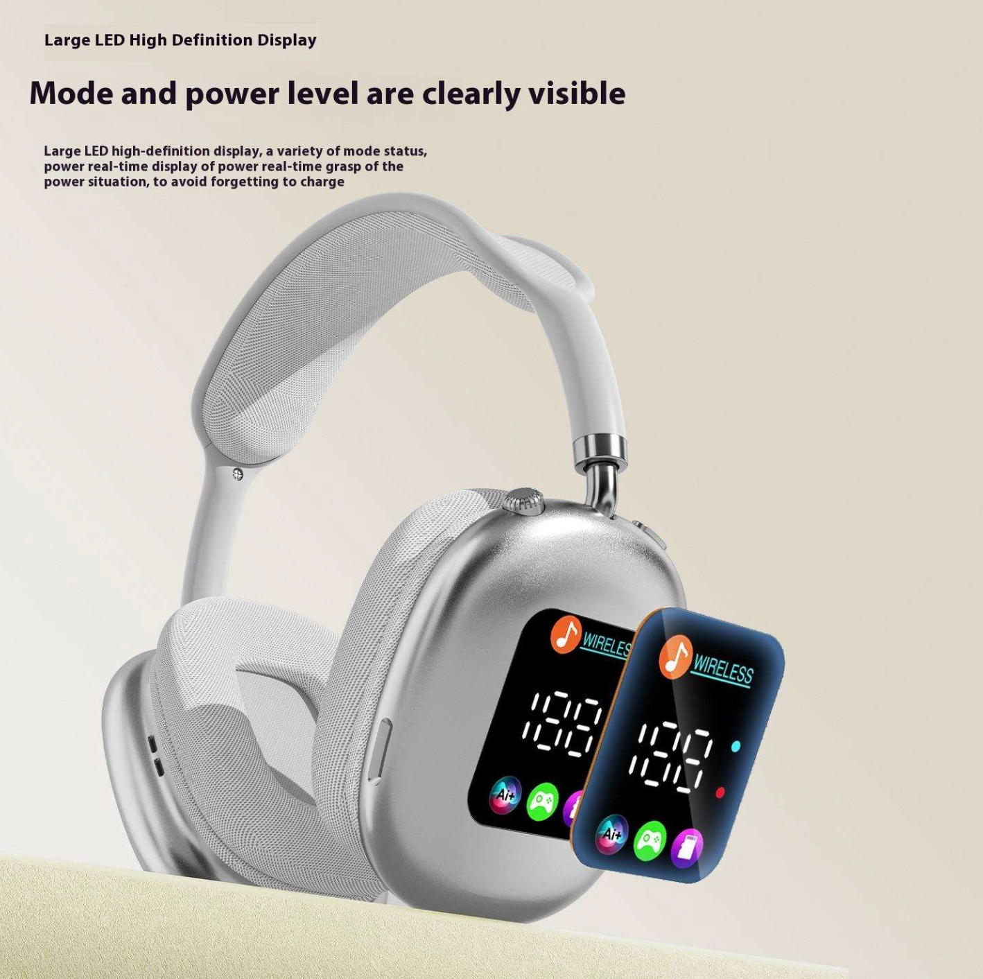 Wireless Noise-Cancelling Headphones with Display